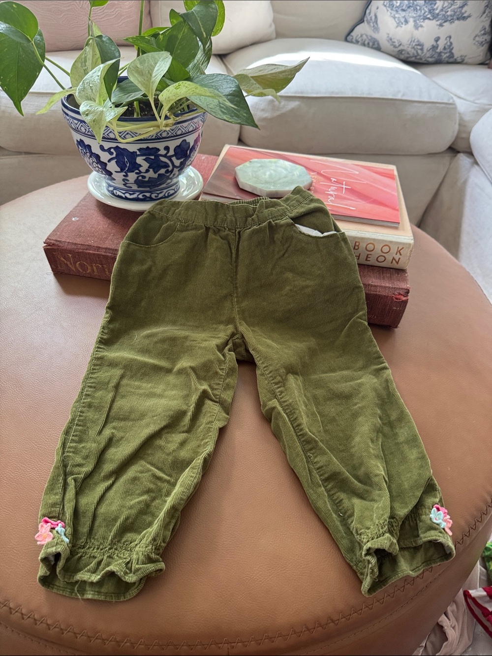 Gymboree Olive Green Corduroy Girls' Pants with Ruffle Hem